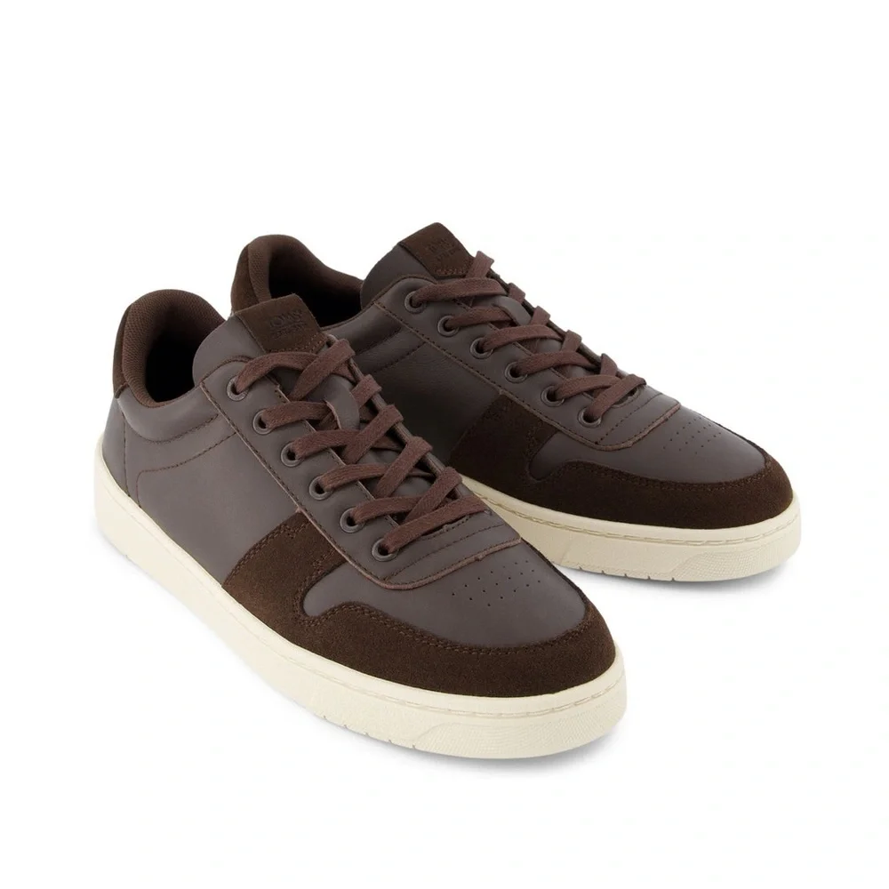 NWOB TOMS TRVL LITE Court Sneaker brown leather men size US 14